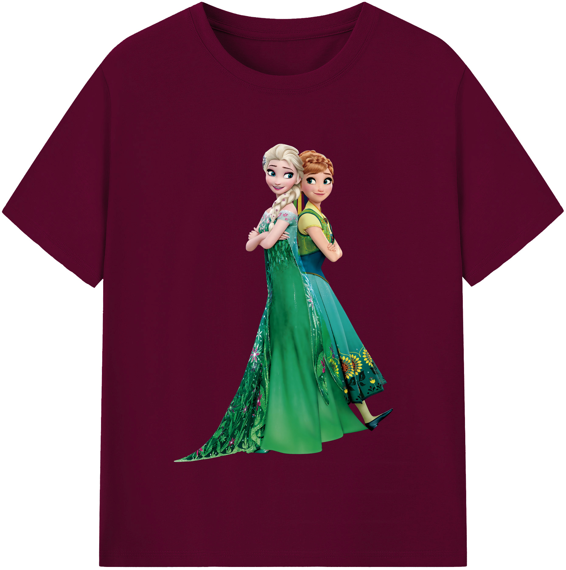 （画像用） アナと雪の女王 アンナ エルサ Frozen Anna Elsa レディースカジュアルプリントTシャツ（綿100％）